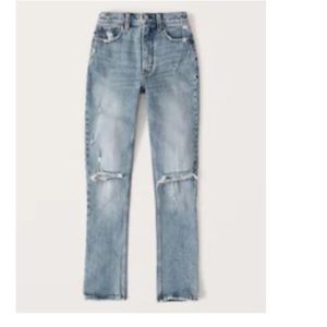 Abercrombie 90s straight Jeans in destroyed light wash high rise